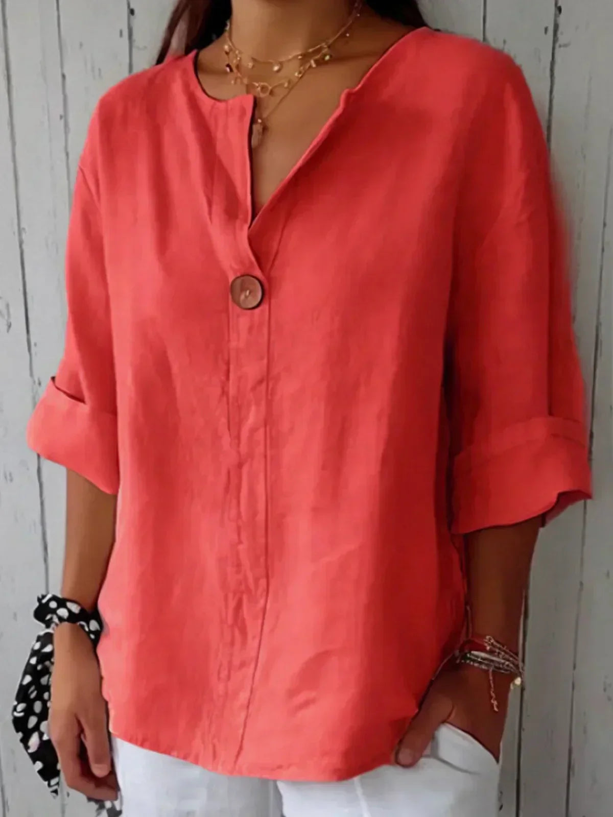 Ilja™ V-Neck Long Sleeve Loose Shirt
