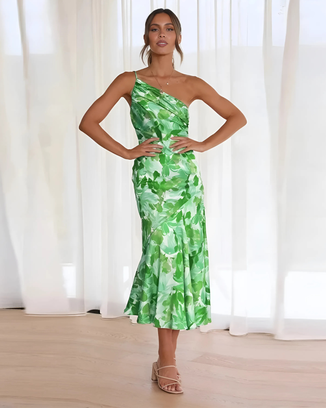 Genevieve™ One-Shoulder Floral Dress