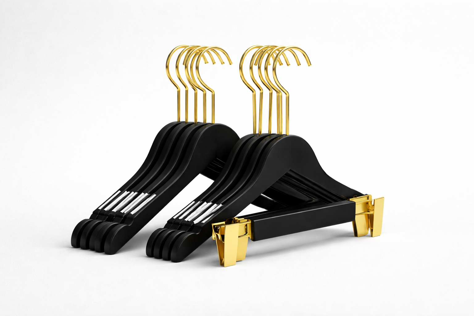 Olivia | Elegant Black Hanger Set with Clips