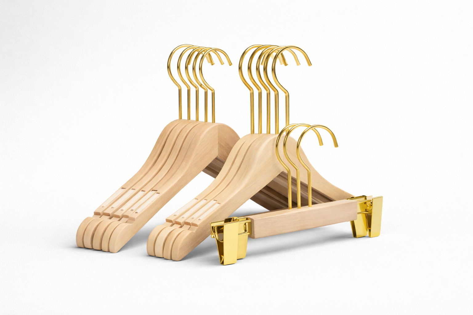 Clara | Elegant Wooden Hanger Set with Clips