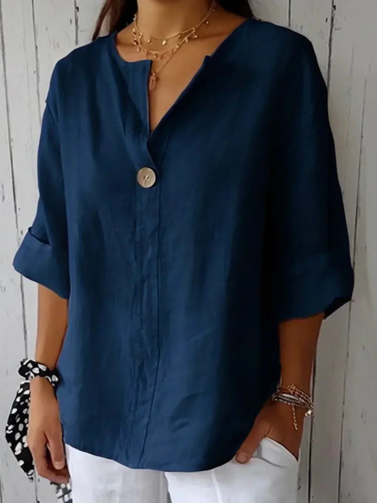 Ilja™ V-Neck Long Sleeve Loose Shirt
