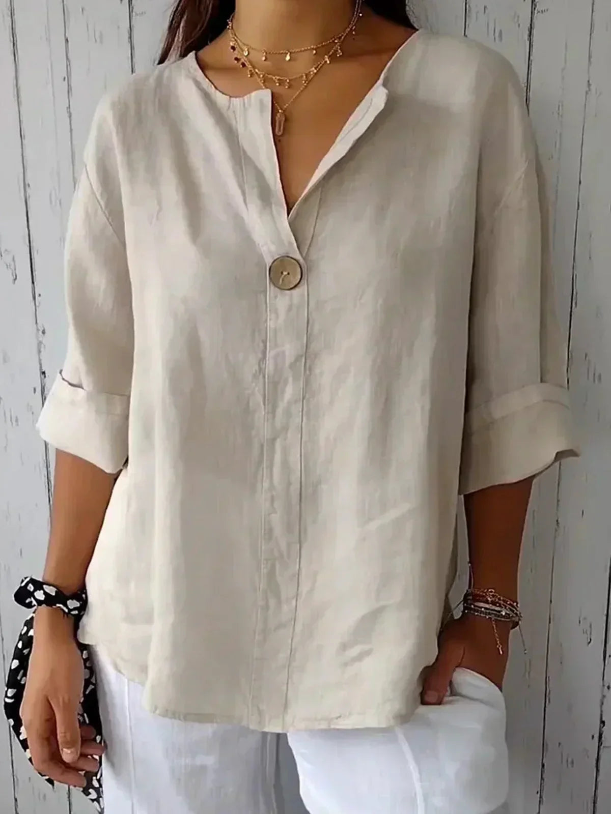 Ilja™ V-Neck Long Sleeve Loose Shirt