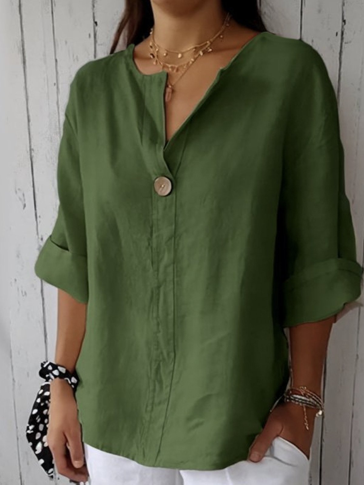 Ilja™ V-Neck Long Sleeve Loose Shirt