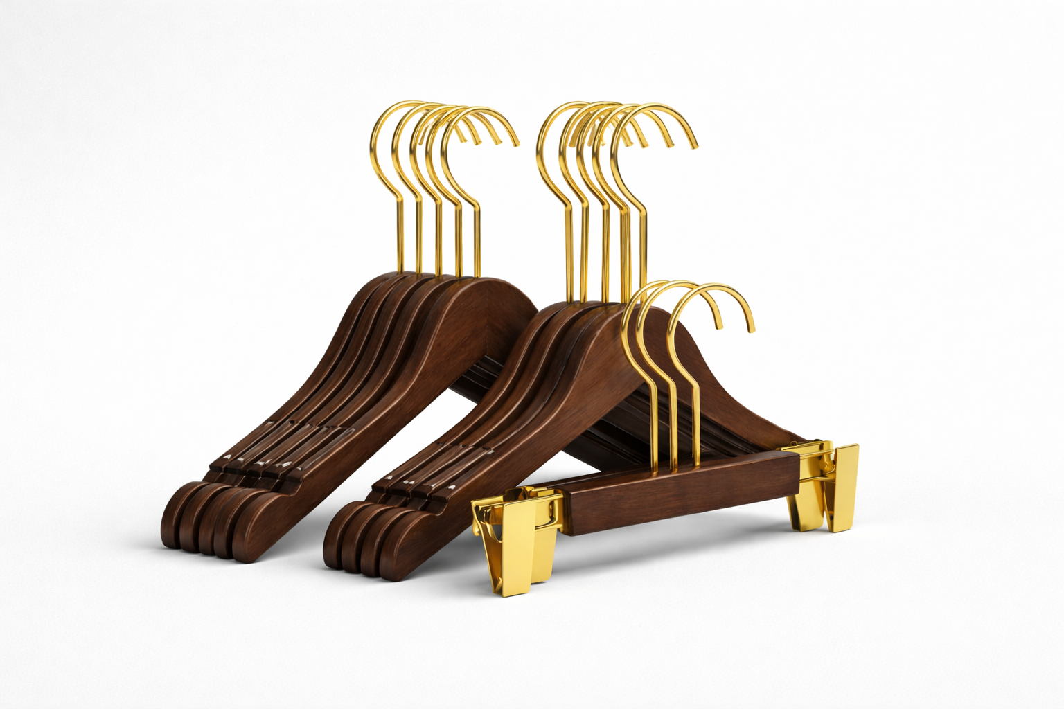 Evelyn | Elegant Dark Wooden Hanger Set with Clips