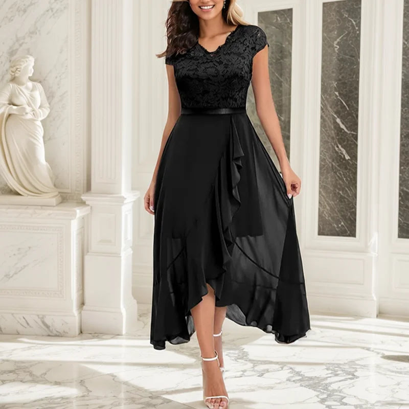 Candace™ V Neck Ruffles Dress