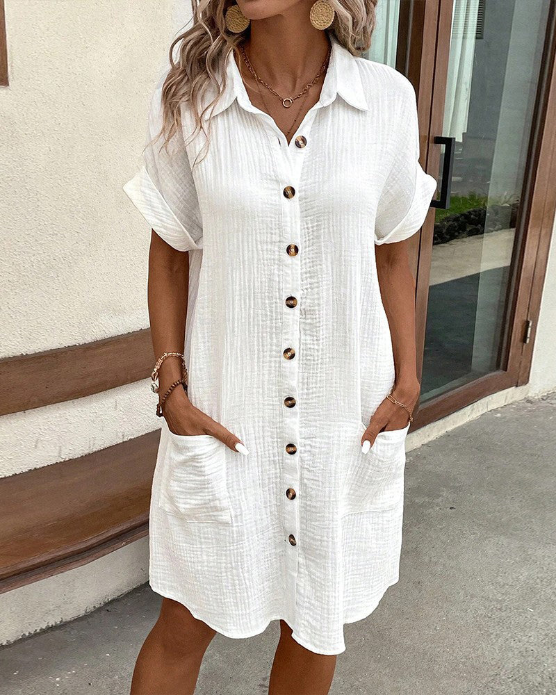 Yvonna™ Short Sleeve Collar Dress